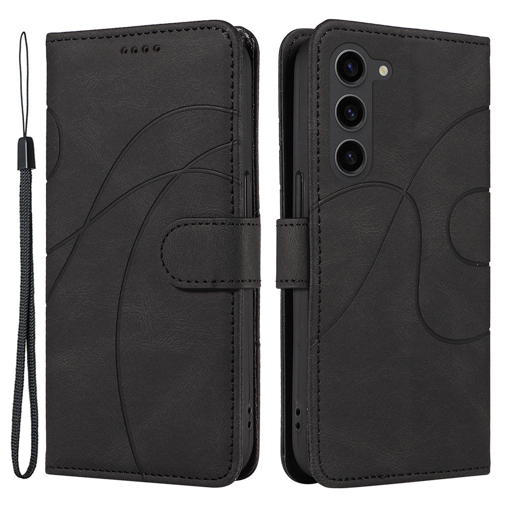 For Samsung Galaxy S23 Phone Wallet Case PU Leather Imprinted Line Stand Smartphone Cover For Samsung Galaxy S23 Phone Wallet Case PU Leather Imprinted Line Stand Smartphone Cover